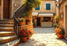 Amazing Trogir old town drowned in flowers – 4K – walk