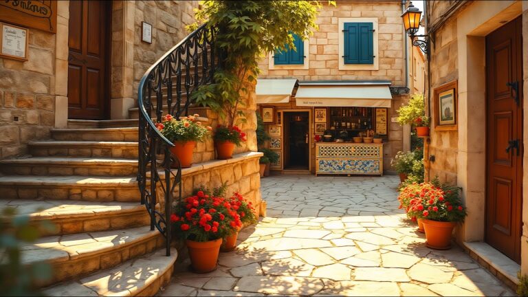 Amazing Trogir old town drowned in flowers – 4K – walk